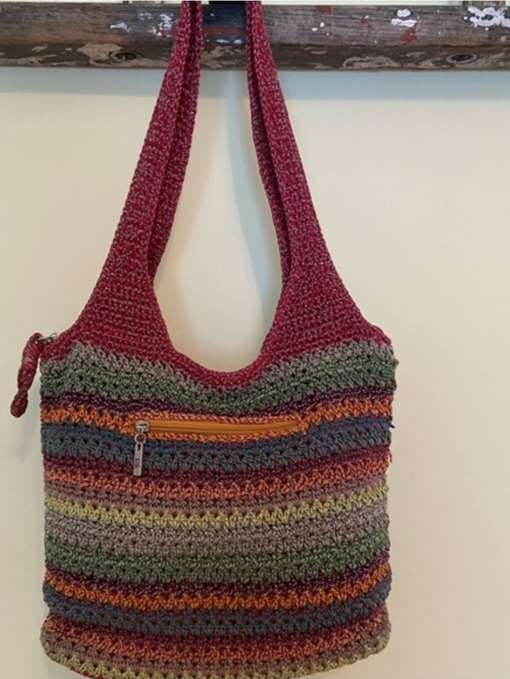 The Sak Multicolor Woven Shoulder Bag - Burgundy Strap